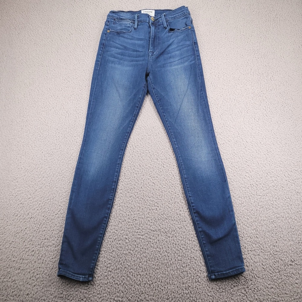 FRAME Jeans Womens Size 28 Le High Skinny Silver Spring Wash Stretch Denim 25x28